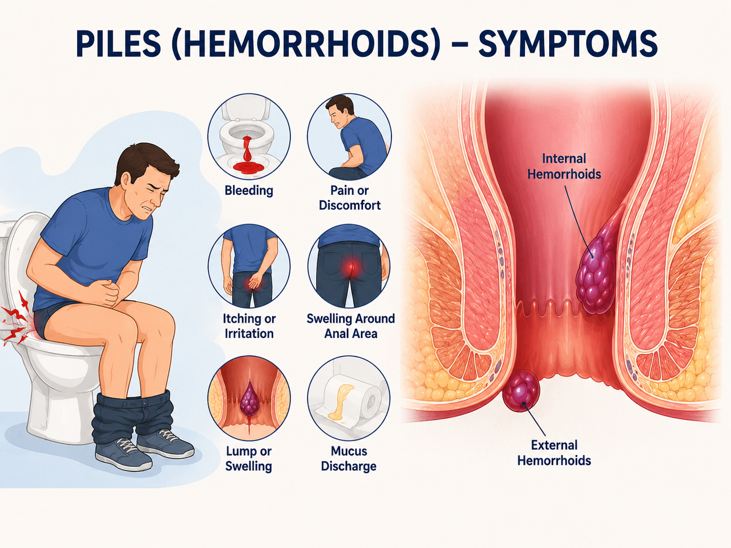 Medical illustration showing piles and hemorrhoids