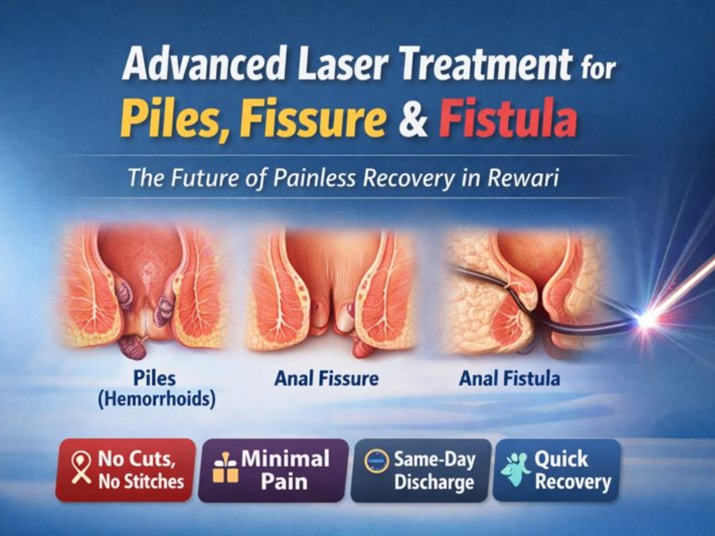 Laser treatment procedure for piles